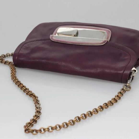 PRADA Chain Shoulder Bag Leather Purple Auth - Picture 6 of 16